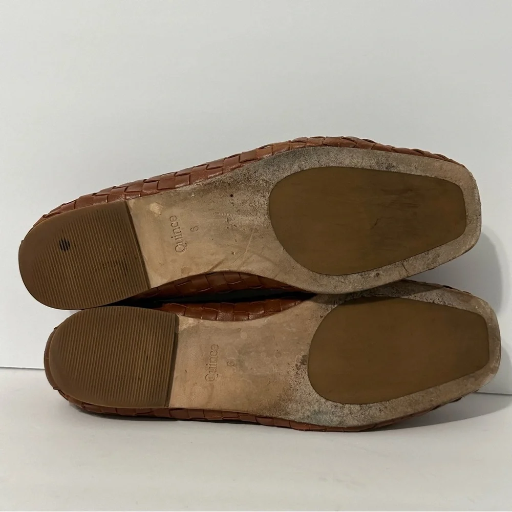 Quince Italian Leather
Handwoven Square Toe Ballet
Flat Brown Size 6 Boho Casual - Picture 8 of 9